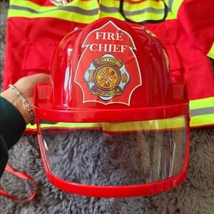 Super Cute Kids Red Firefighter Costume with Helmet